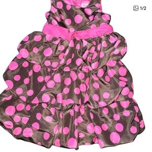 Savannah Girls Dress Size 4 Brown Pink Polka Dots Sleeveless EUC Spring Easter